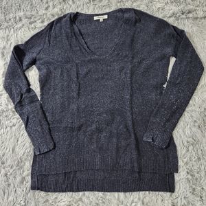 Madewell Blue Marl U-Neck Hi Lo Lightweight Sweater